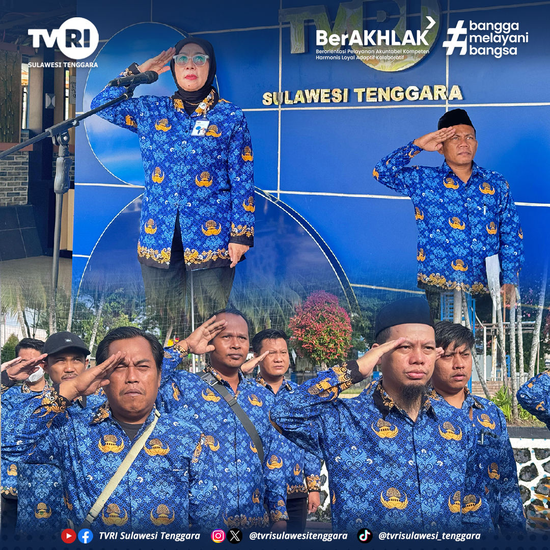 Upacara Hari Kesadaran Nasional TVRI Stasiun Sulawesi tenggara belangsung Khidmat 